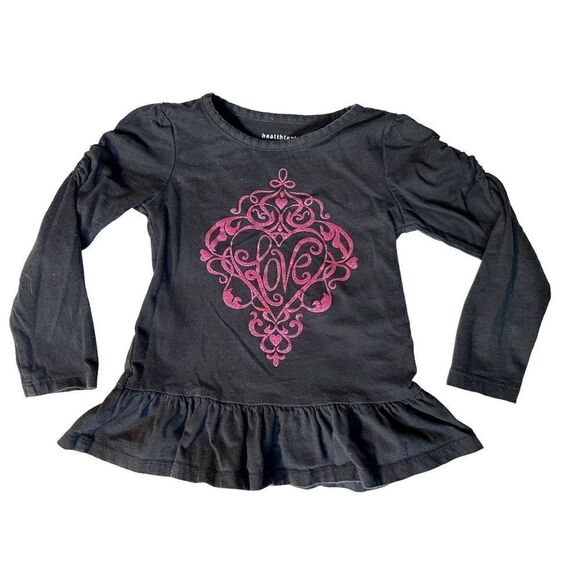 Toddler Girl LS ”Love Graphic” LS Peplum T-Shirt, Sz:3 - Picture 1 of 5